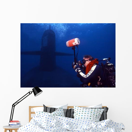 Underwater Photographer Takes Photos Wall Decal