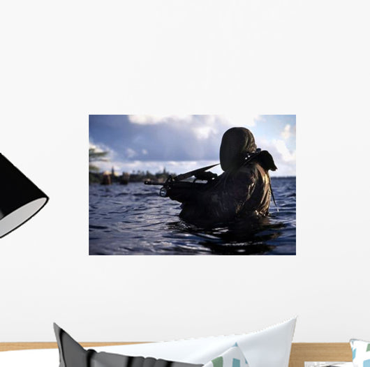 Navy Seal Emerges from Wall Decal