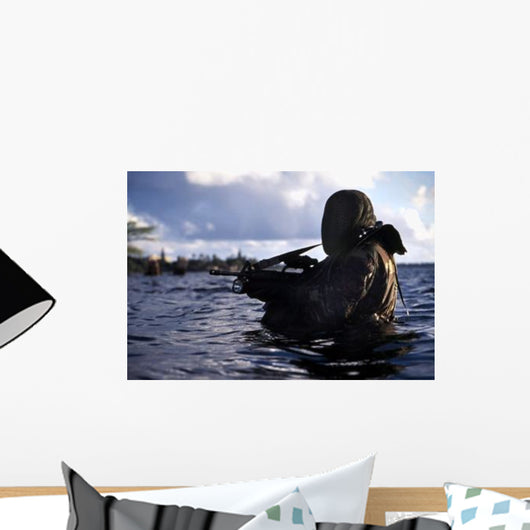 Navy Seal Emerges from Wall Decal