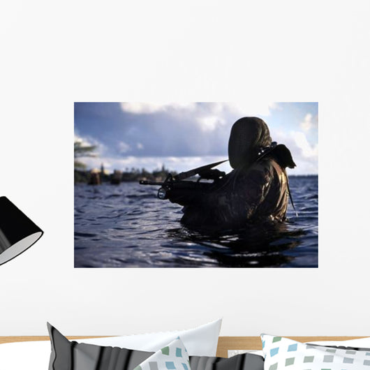 Navy Seal Emerges from Wall Decal