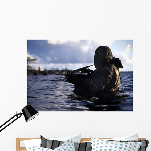 Navy Seal Emerges from Wall Decal