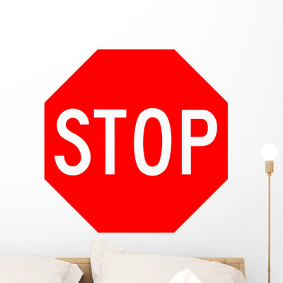 Red Stop Sign Wall Decal shown on a wall