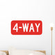 Red 4-way Sign Wall Decal