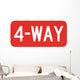 Red 4-way Sign Wall Decal