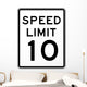 Speed Limit Sign 10 Wall Decal
