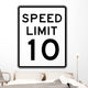 Speed Limit Sign 10 Wall Decal