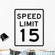 Speed Limit Sign 15mph Wall Decal