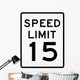 Speed Limit Sign 15mph Wall Decal