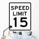 Speed Limit Sign 15mph Wall Decal