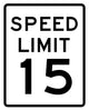 Speed Limit Sign 15mph Wall Decal