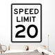 Speed Limit Sign 20 Wall Decal