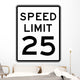 Speed Limit Sign 25 Wall Decal