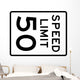 Speed Limit Sign 50mph Wall Decal