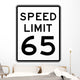 Speed Limit Sign 65 Wall Decal