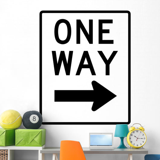 One Way to the Right Sign Wall Decal