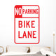 No Parking Bike Lane Wall Decal