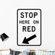Stop Here Red Sign Wall Decal
