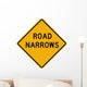 Road Narrows Sign Wall Decal