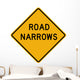 Road Narrows Sign Wall Decal