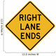 Right Lane Ends Word Wall Decal