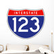 Interstate Route Sign Three Wall Decal