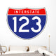 Interstate Route Sign Three Wall Decal