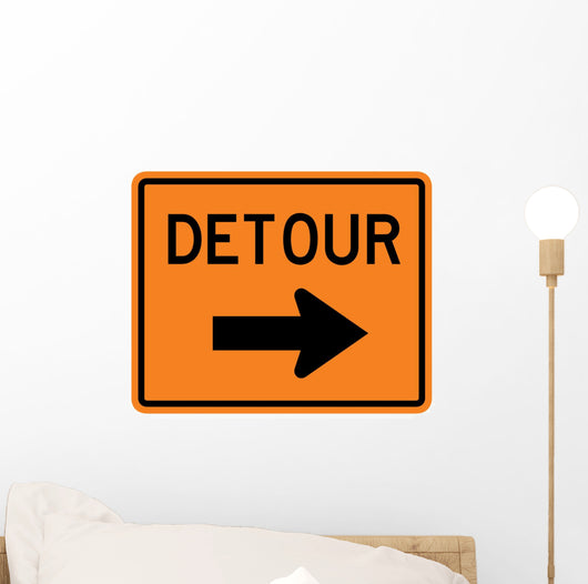 Detour to Right Arrow Wall Decal