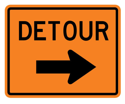 Detour to Right Arrow Wall Decal