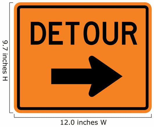 Detour to Right Arrow Wall Decal