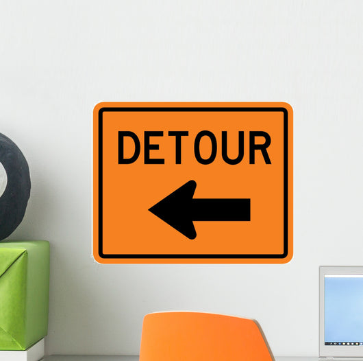 Detour to Left Arrow Wall Decal