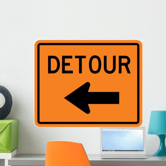 Detour to Left Arrow Wall Decal