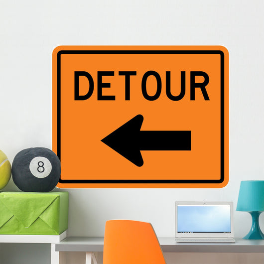 Detour to Left Arrow Wall Decal