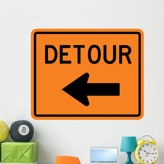 Detour to Left Arrow Wall Decal