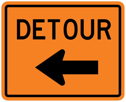 Detour to Left Arrow Wall Decal