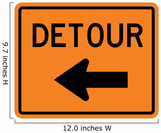Detour to Left Arrow Wall Decal