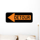 Detour Left Arrow Sign Wall Decal