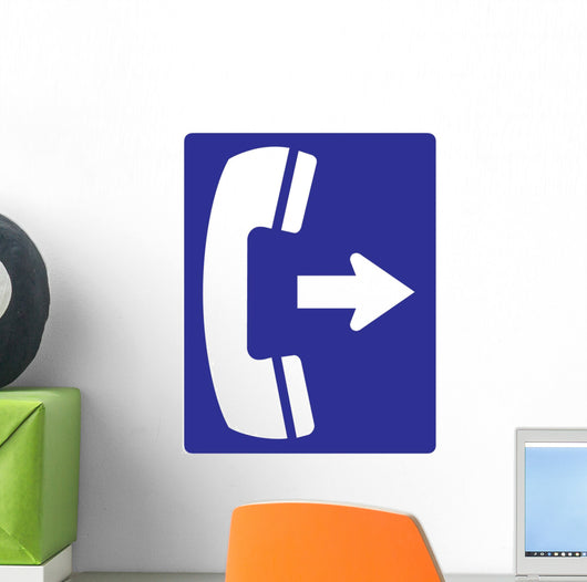 Telephone to Right Sign Wall Decal