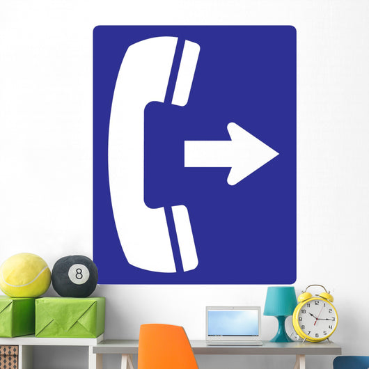 Telephone to Right Sign Wall Decal