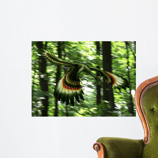 Archaeopteryx Flying through Forest Wall Decal