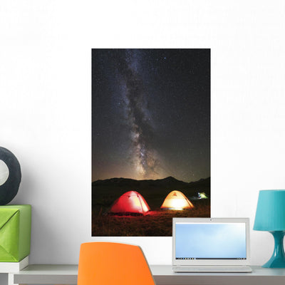 Glowing Tents under Milky Wall Decal shown on a wall