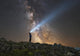 Man Shining Flashlight Milky Horizontal Wall Decal