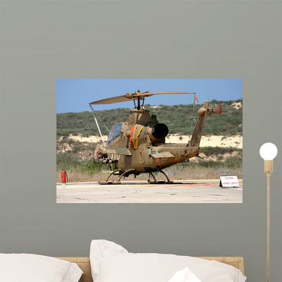 Ah-1s Tzefa Attack Helicopter Wall Decal Design 5 shown on a wall