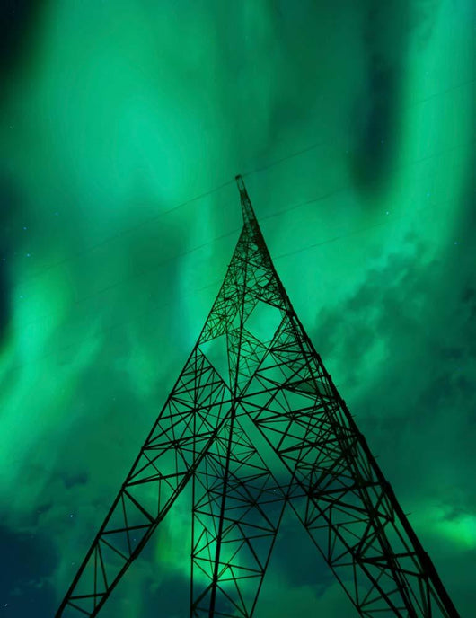 Powerlines and Aurora Borealis Wall Decal Design 2