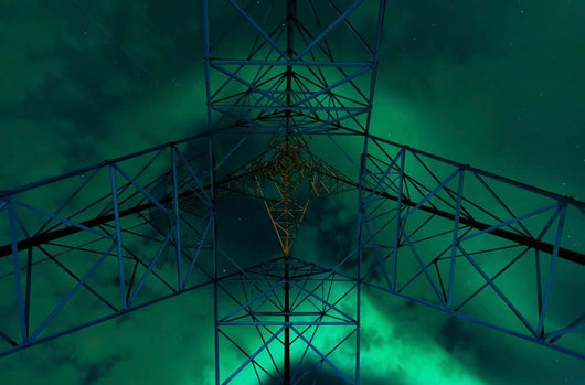 Powerlines and Aurora Borealis Wall Decal Design 1