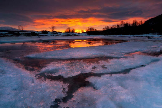 Fiery Sunrise over Lavangsfjord Wall Decal Design 2