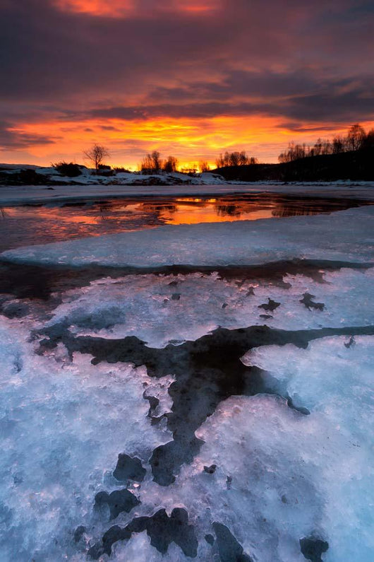 Fiery Sunrise over Lavangsfjord Wall Decal Design 1
