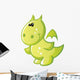 Cute Baby Green Cartoon Dragon Wall Decal