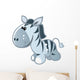 Cute Baby Grey and Black Cartoon Zebra Wall Decal