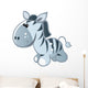 Cute Baby Grey and Black Cartoon Zebra Wall Decal