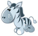 Cute Baby Grey and Black Cartoon Zebra Wall Decal
